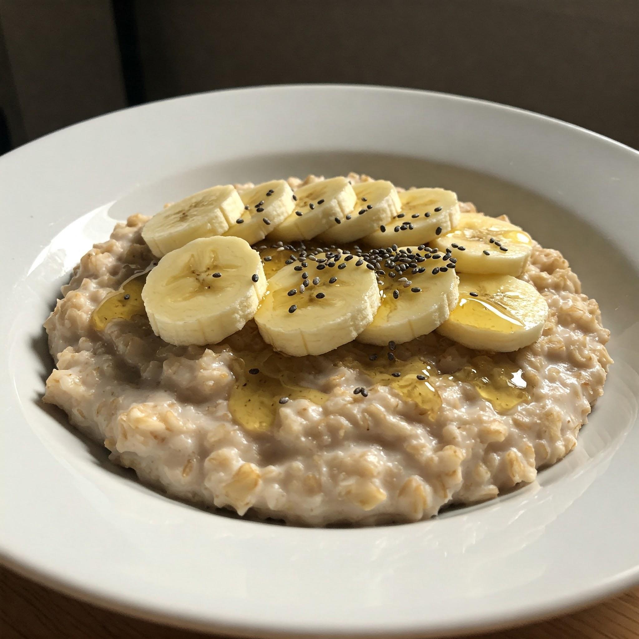 Oatmeal with banana, honey, and chia seeds